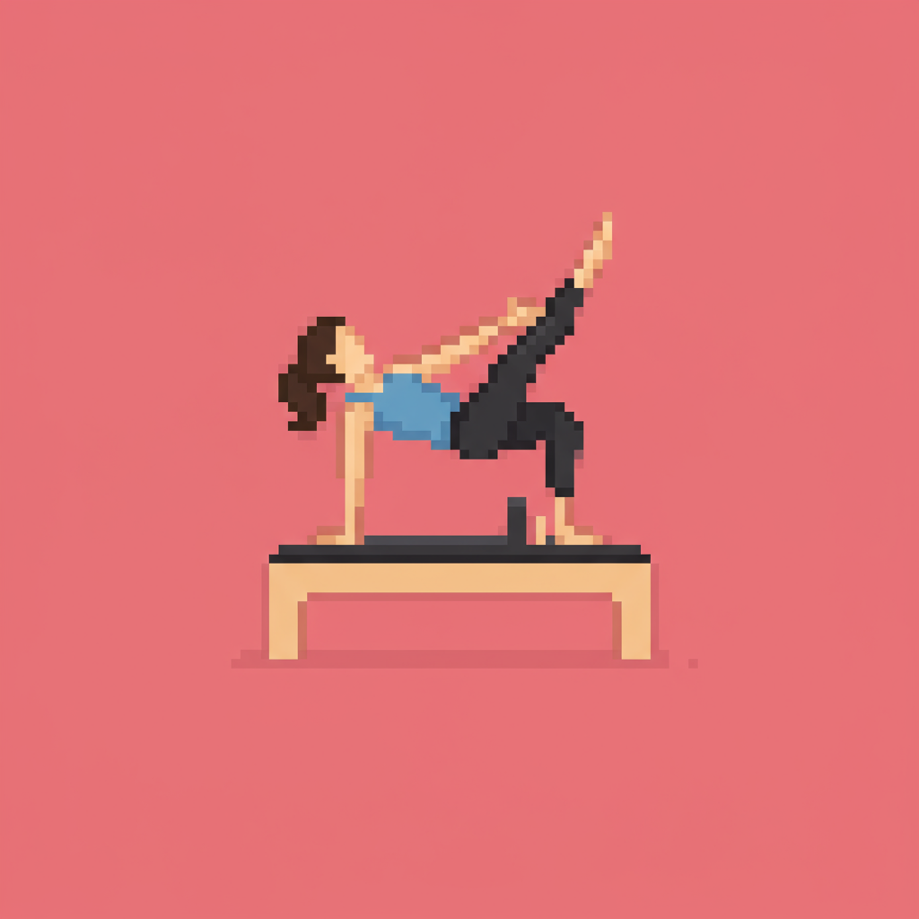 free ai generated pilates reformer, abstract women doing exercise on the basi reformer icon 