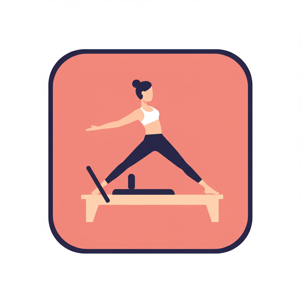 free ai generated pilates reformer, abstract women doing exercise on the reformer, one women icon 