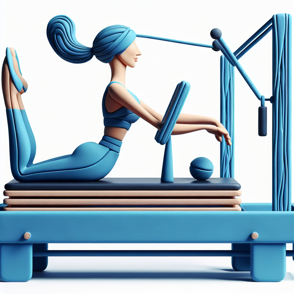 free ai generated pilates reformer, abstract women doing exercise on the reformer, one women icon 