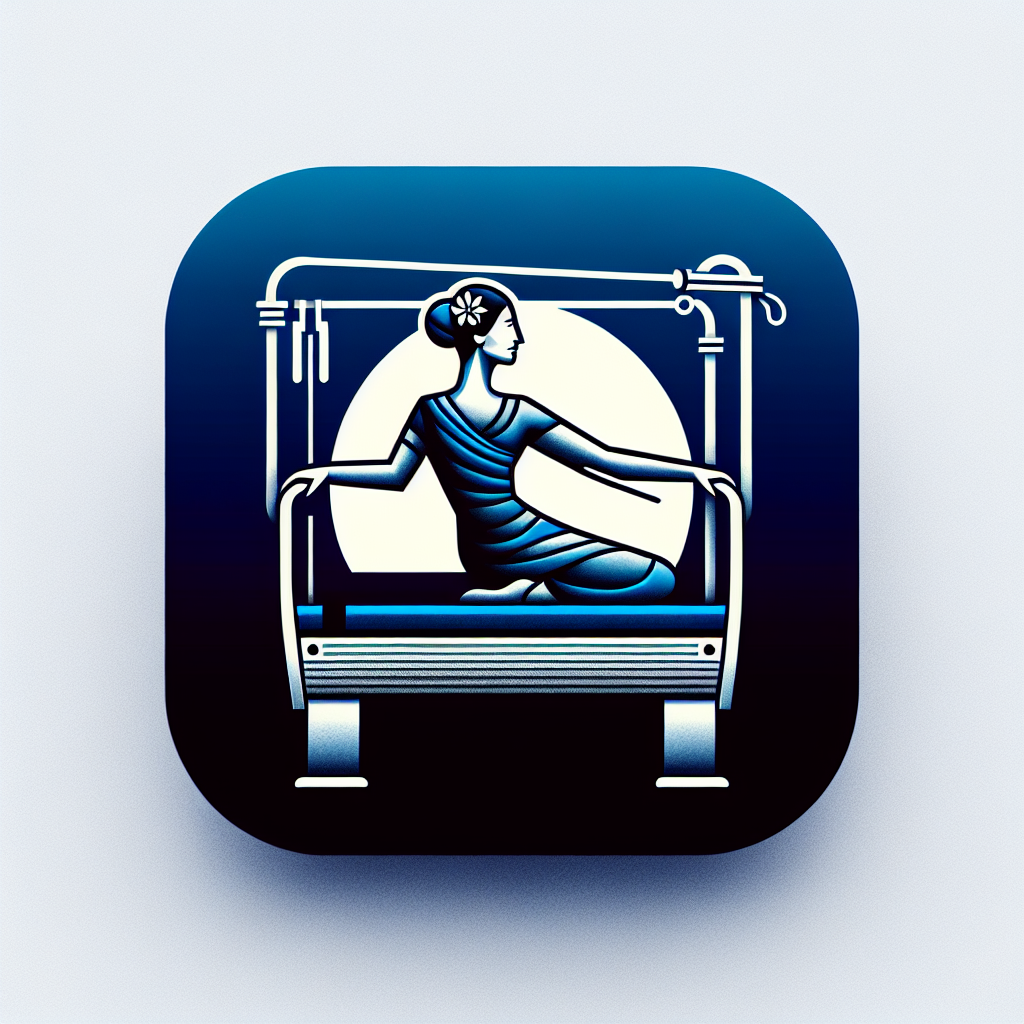 free ai generated pilates reformer, abstract women doing exercise on the reformer, one women icon 