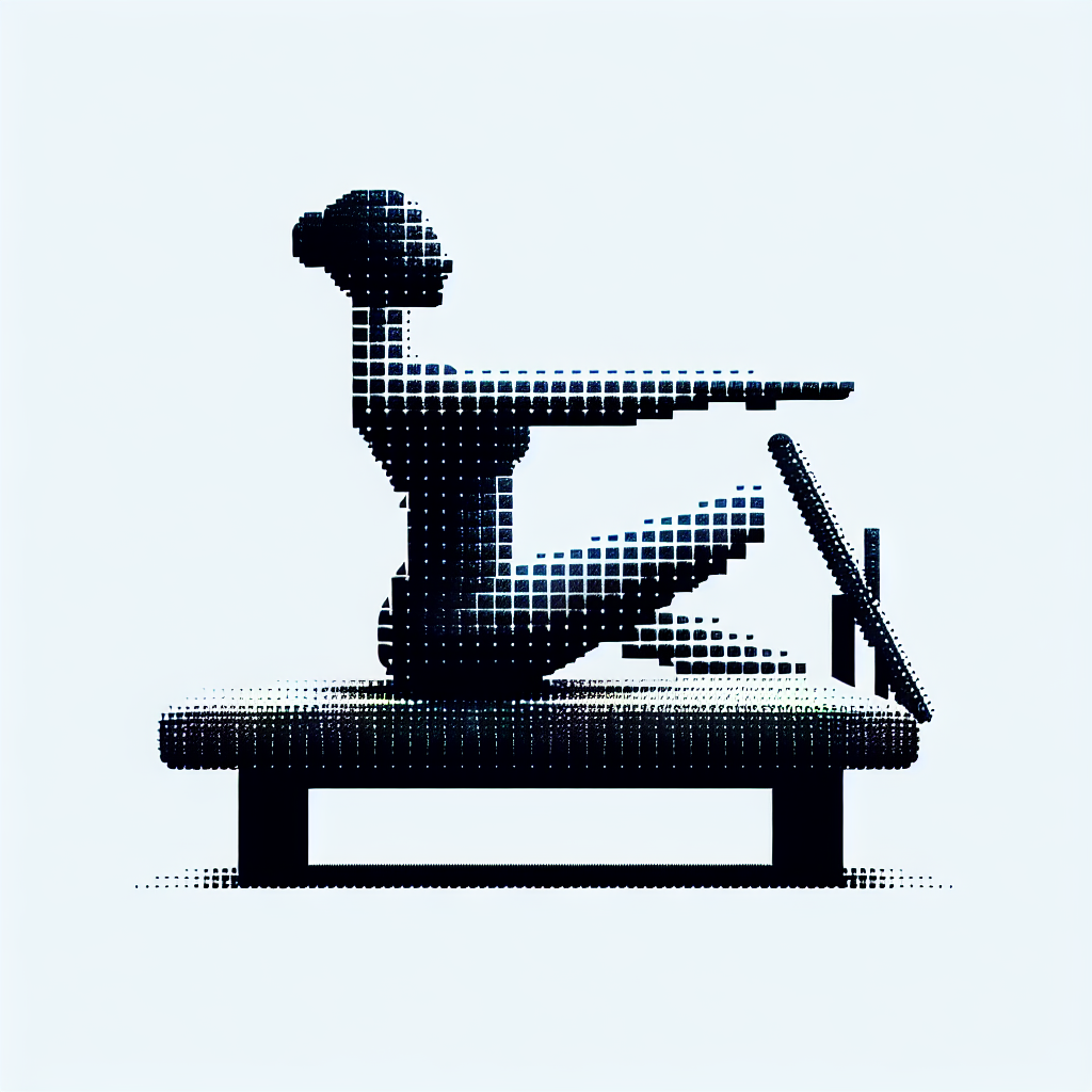 free ai generated pilates reformer, abstract women doing exercise on the reformer, one women icon 